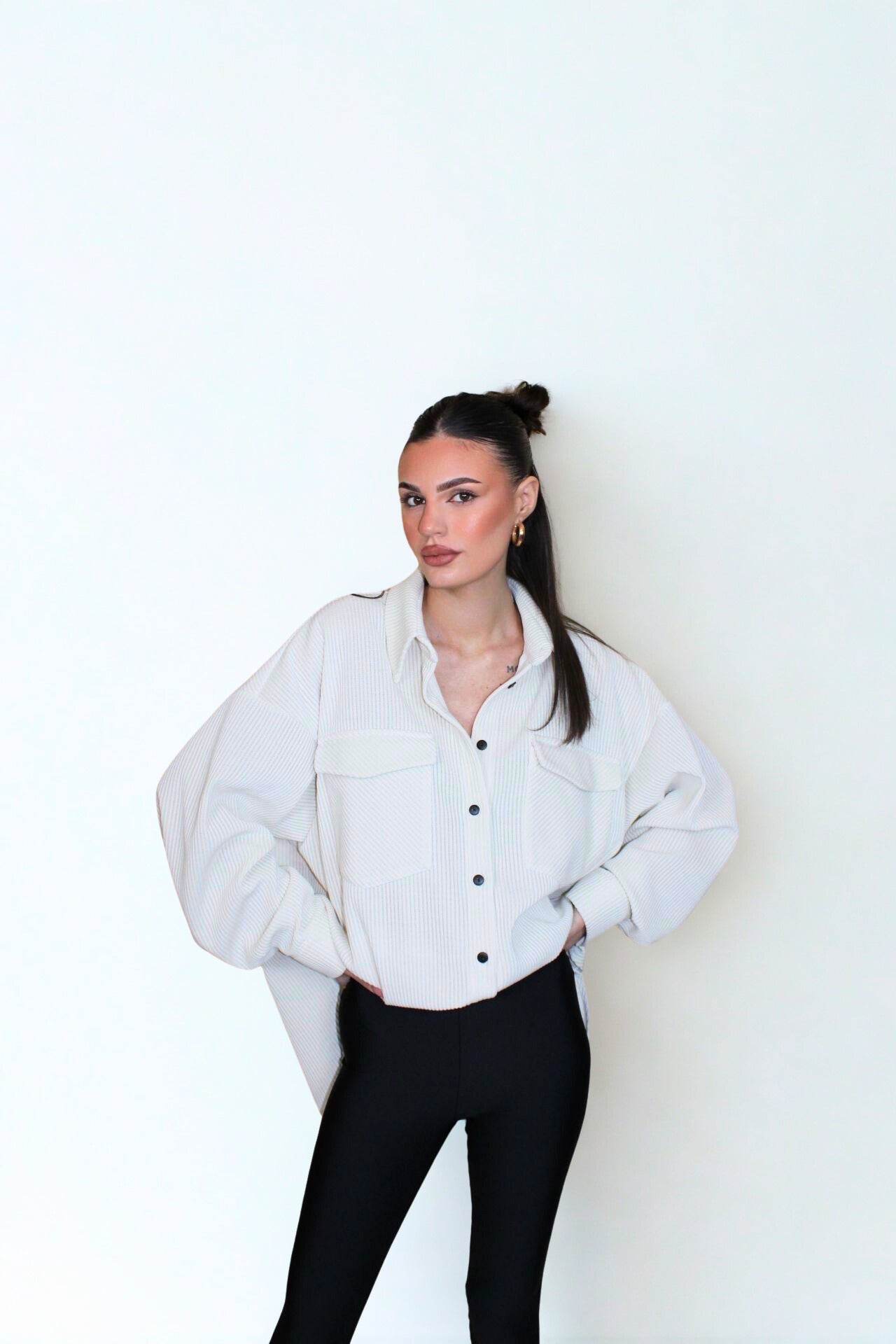 Koszula Sztruksowa EMO - Ecru